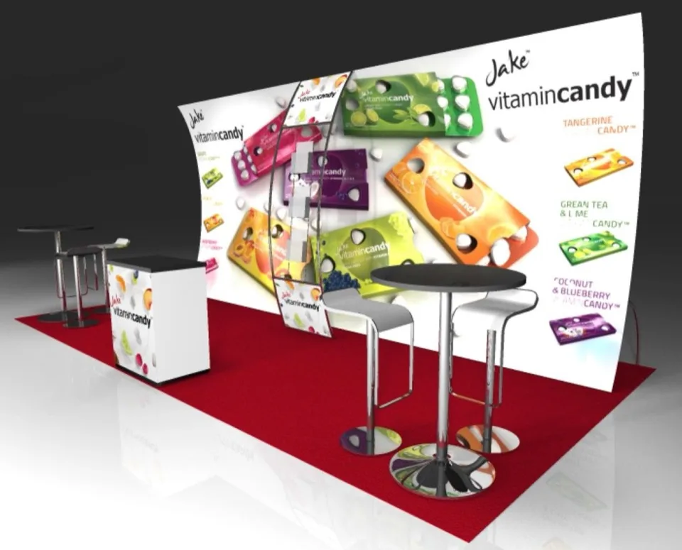Jake VitaminCandy exhibit rendering with colorful product graphics